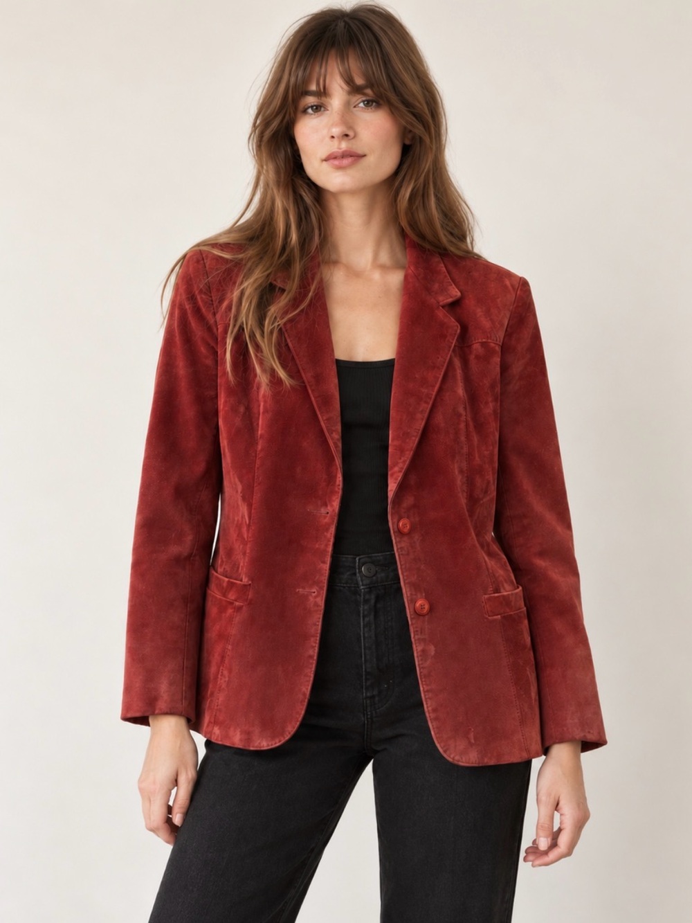 Vintage Celton-Lewis Red Suede Blazer Jacket Made in Canada 70s 80s